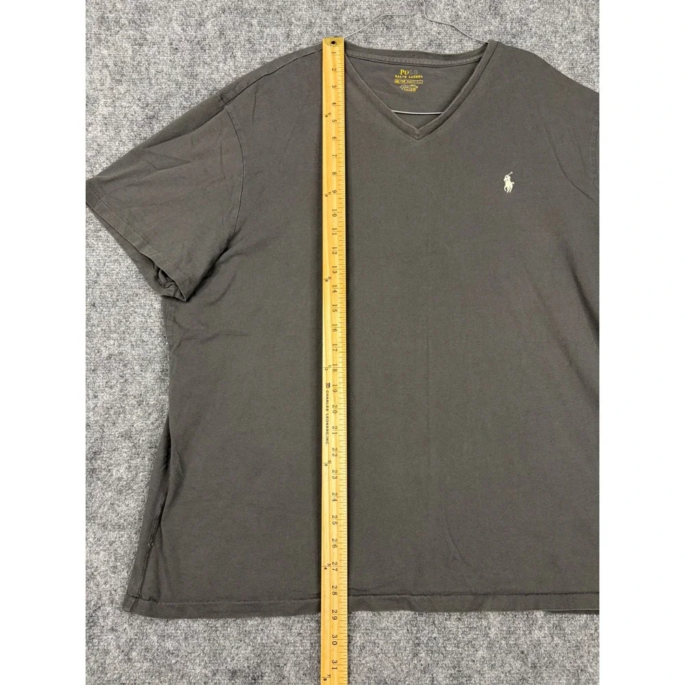 Polo Ralph Lauren Mens V-Neck T-Shirt XXL Gray Short Sleeve Pony Logo Cotton